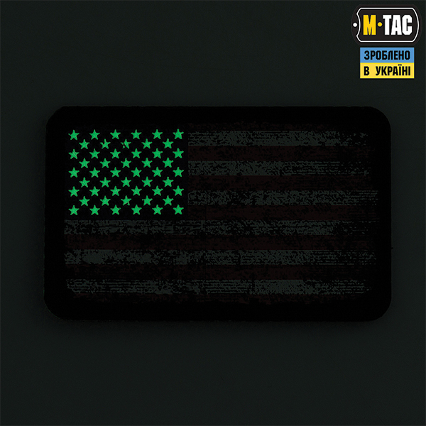 M-Tac нашивка прапор США вінтаж (80х50 мм) Black/GID. Фото 2