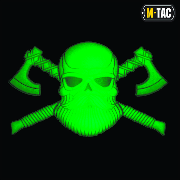 M-Tac нашивка Bearded Skull 3D PVC Black/GID. Фото 2