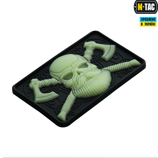 M-Tac нашивка Bearded Skull 3D PVC Black/GID. Фото 3