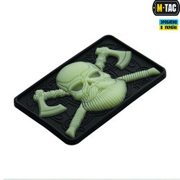 M-Tac нашивка Bearded Skull 3D PVC Black/GID. Фото 3