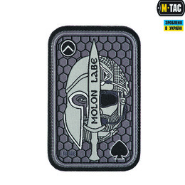 M-Tac нашивка Molon Labe Ace (жаккард) сіра