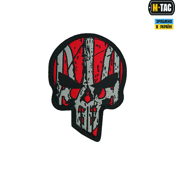 M-Tac нашивка Ukrainian Punisher (жаккард) червоно-чорна
