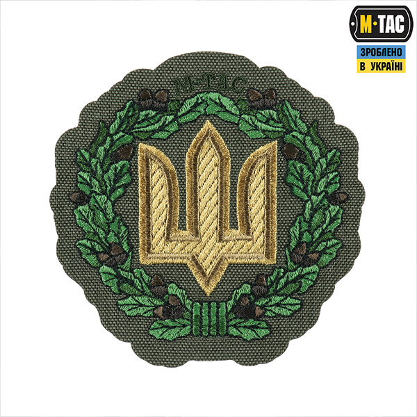 M-Tac нашивка Тризуб з дубовим вінком (вишивка) Ranger Green