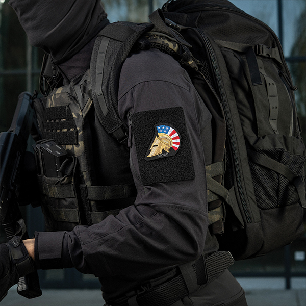 M-Tac нашивка Spartan Helmet USA (вишивка) Black. Фото 2