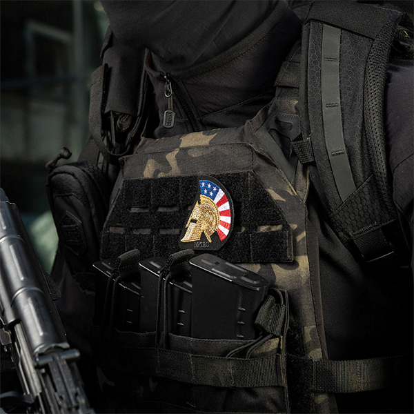 M-Tac нашивка Spartan Helmet USA (вишивка) Black. Фото 3
