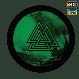 M-Tac нашивка Валькнут/Драккар кругла (80 мм) Black/GID