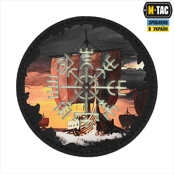 M-Tac нашивка Вегвізир/Драккар кругла (80 мм) Black/GID