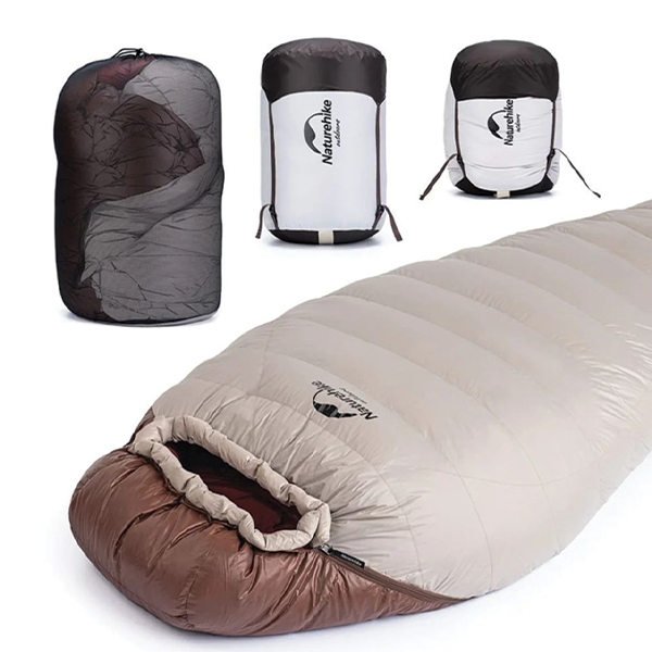 Спальник з натуральним пухом Naturehike Snowbird NH20YD001 коричневий 980 г p-р L . Фото 6