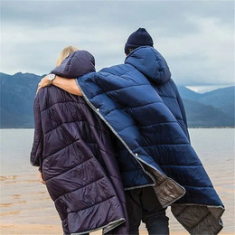 Спальний мішок-пончо Naturehike NH18D010-P Hollow cotton морозний синій