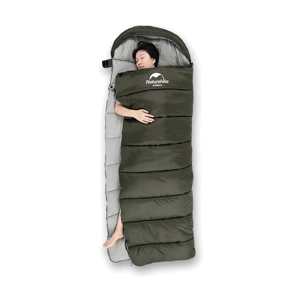 Спальник з капюшоном Naturehike U250 NH20MSD07, (6°C), лівий, темно-зелений. Фото 4