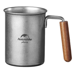 Горнятко з дерев'яною ручкою 350 мл Naturehike NH21SJ001, нержавіюча сталь