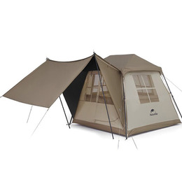 Намет з навісом Naturehike Village CNK2300ZP022, коричневий малий