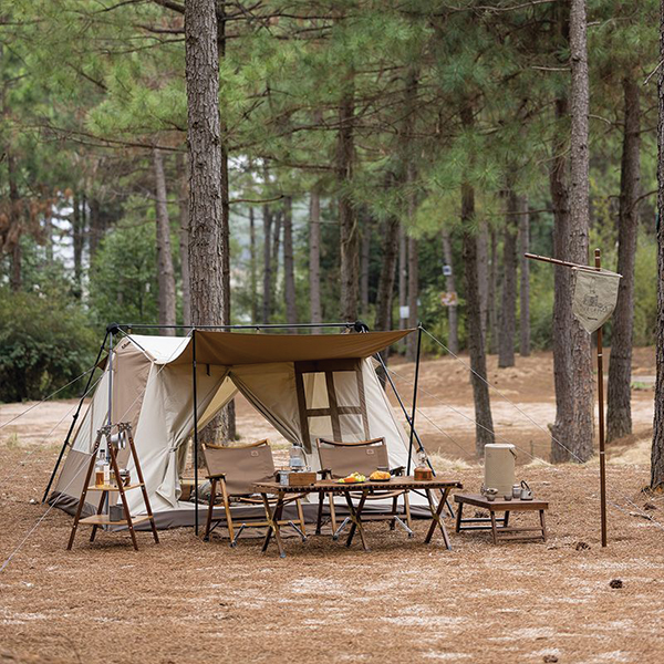 Намет з навісом Naturehike Village CNK2300ZP022, коричневий великий. Фото 4