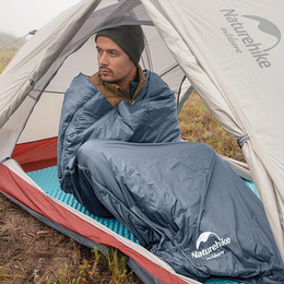 Спальник надлегкий Naturehike Ultralight LW180 NH21MSD09 правий, (15°C), p-p M, сіро-синій. Фото 3